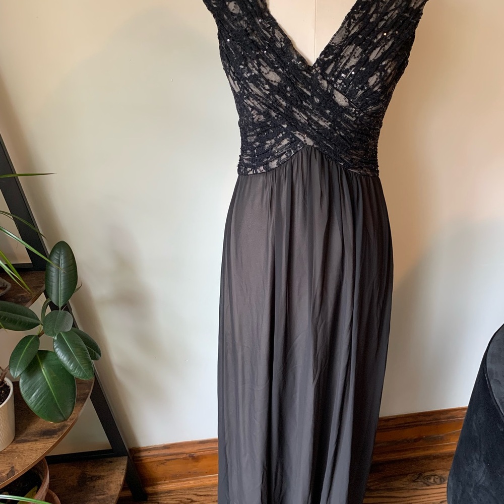 Black Bodice Lace Maxi Dress